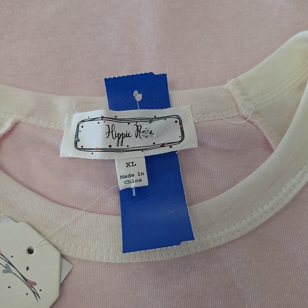 hippie rose Size XL raphic Baseball Tee - Pink Coast