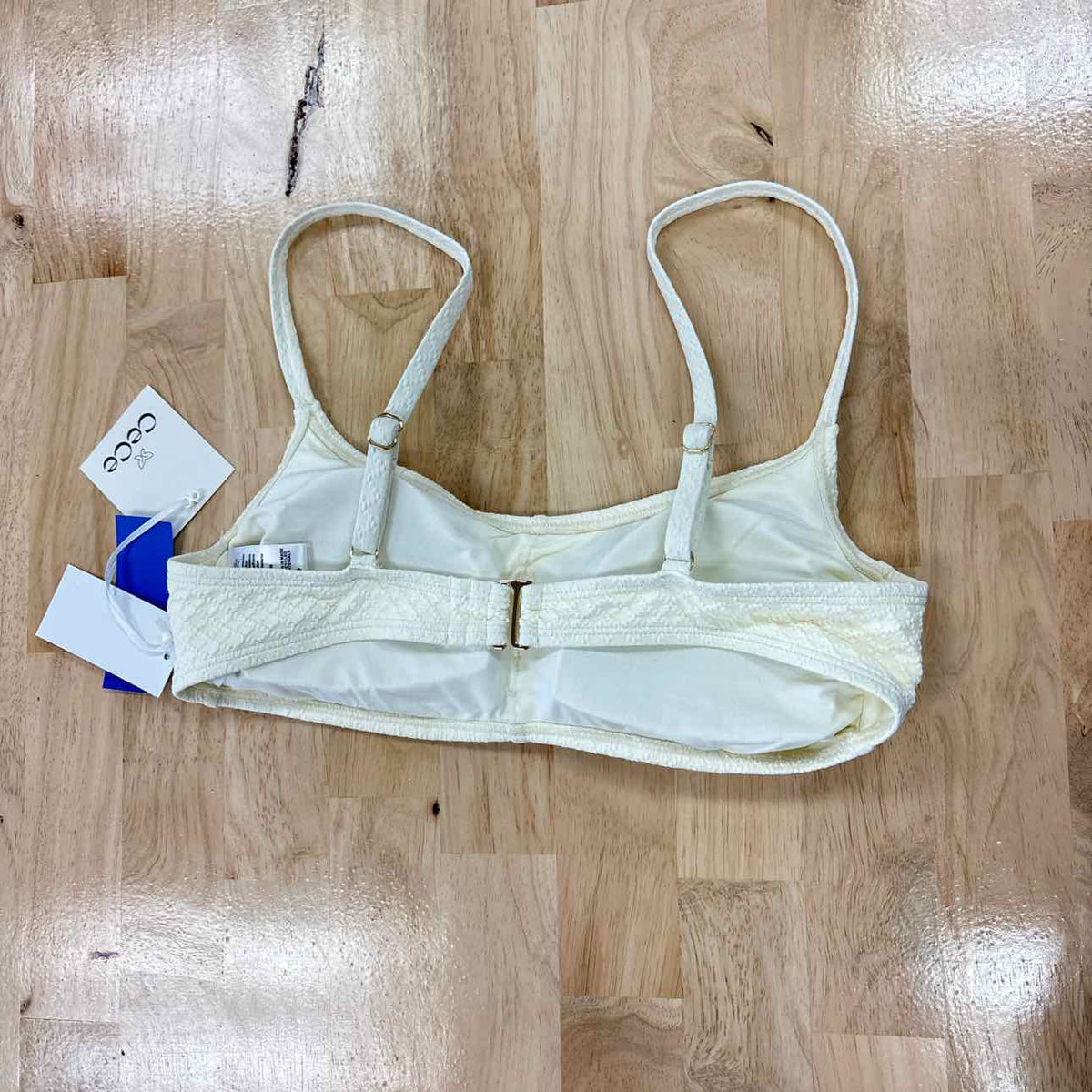 CeCe Size M La Vie a La Mer Textured Button-Front Bikini Top