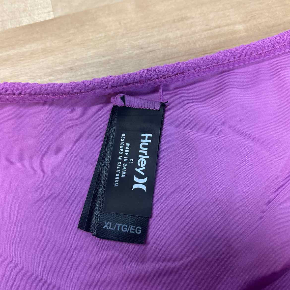 Hurley Size XL Wave Srunch Moderate Bikini Bottoms - Orchid