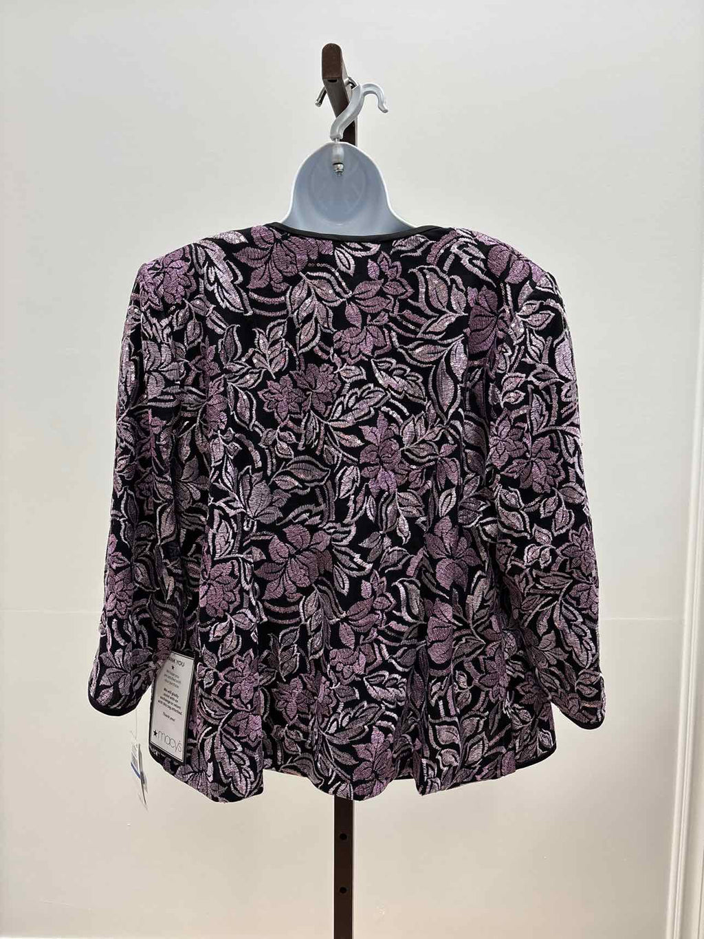 Alex Evenings Women's Scoop-Neck Tank & Embroidered Jacket - Black/Purple