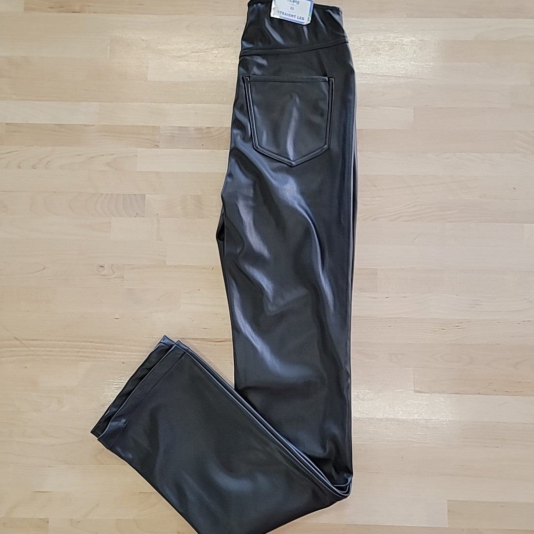 TINSELTOWN Size XS Black Faux Leather High Rise Casual Trouser Jeans NWT