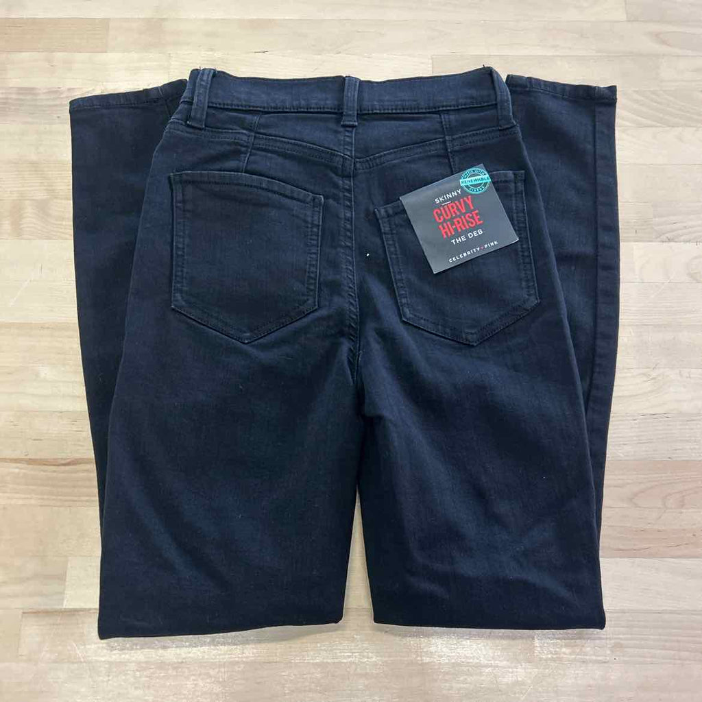 Juniors Celebrity Pink Curvy  Hi Rise Denim Jeans - Size 0 - black