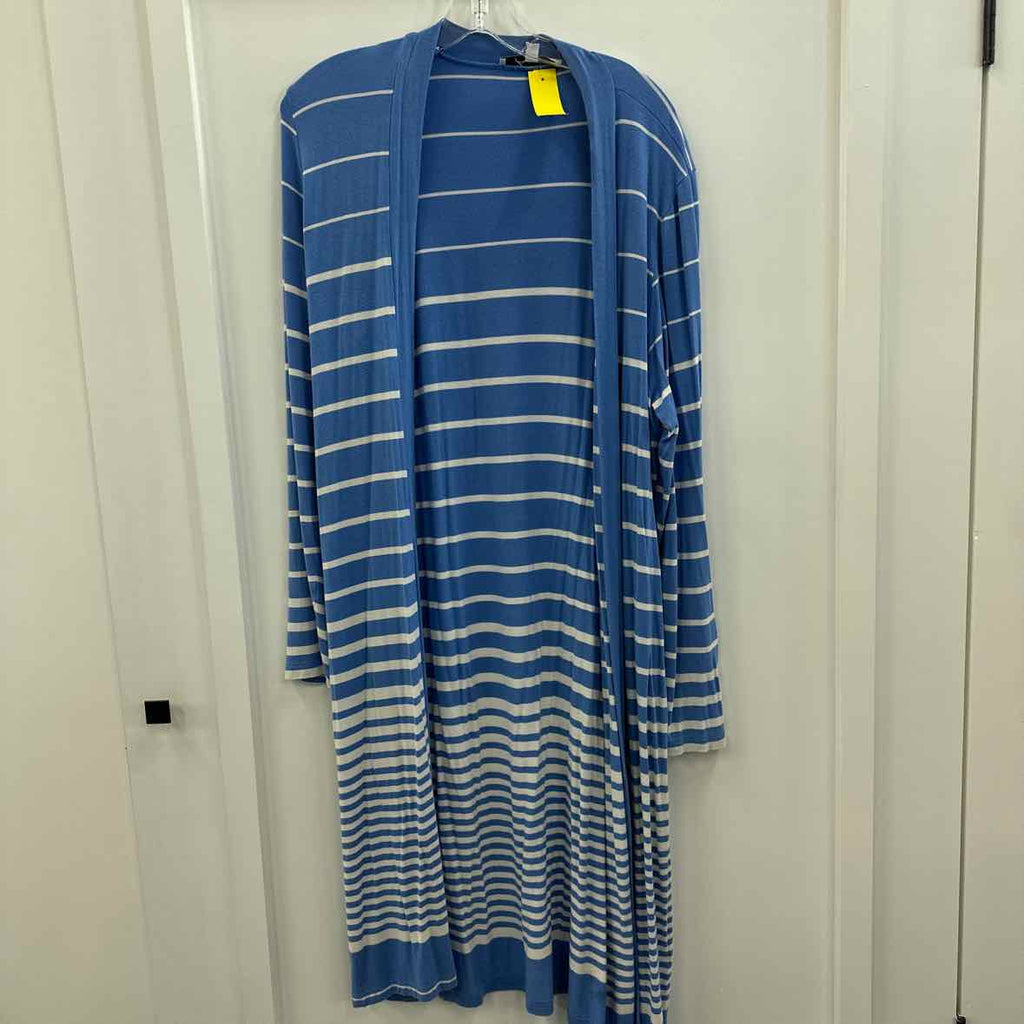Foxcroft Size XL Blue & White Cardigan