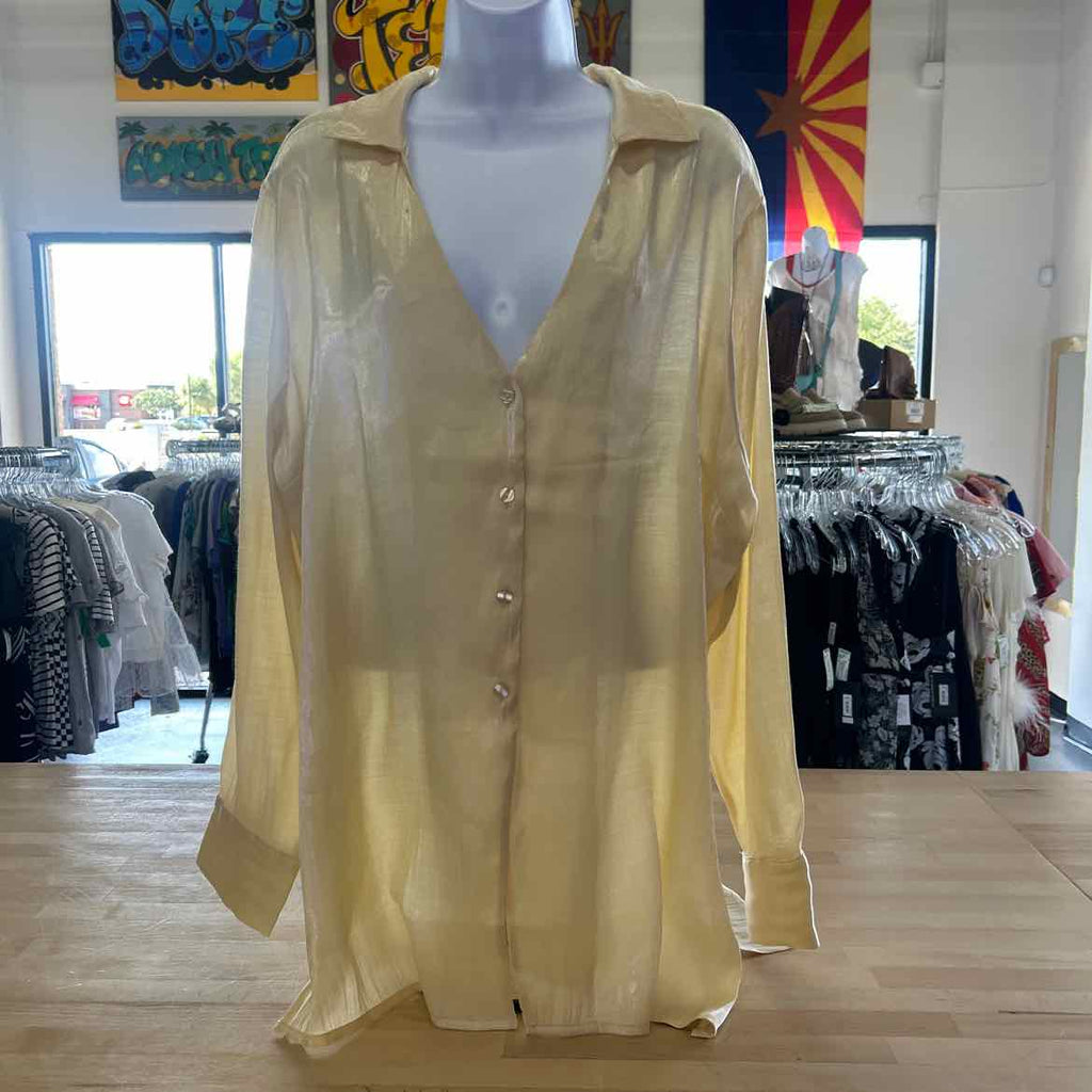 NY & Company Size XXL Gold Preloved Button Down LS
