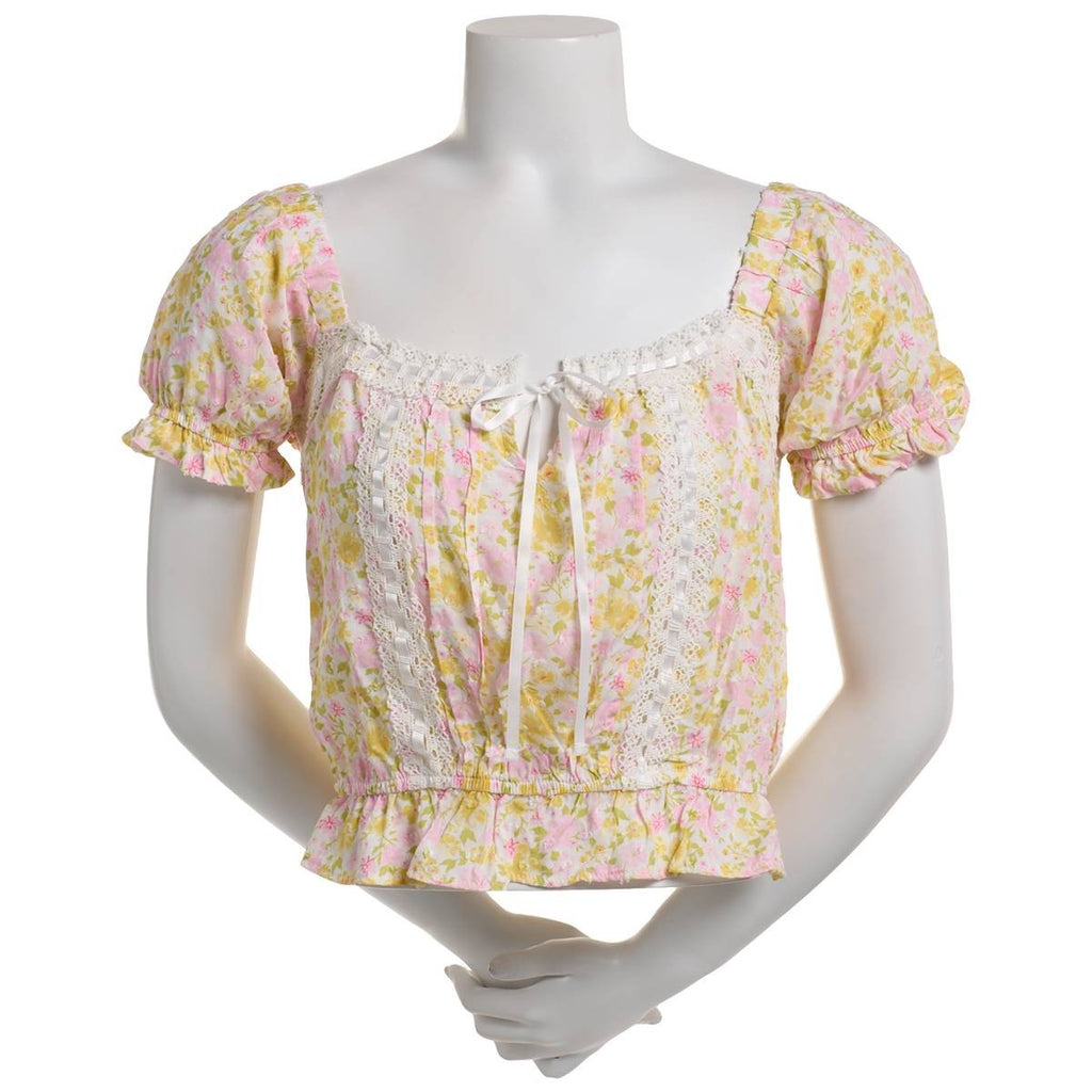 Self E Size XS Self Esteem Floral Short Sleeve Peasant Blouse