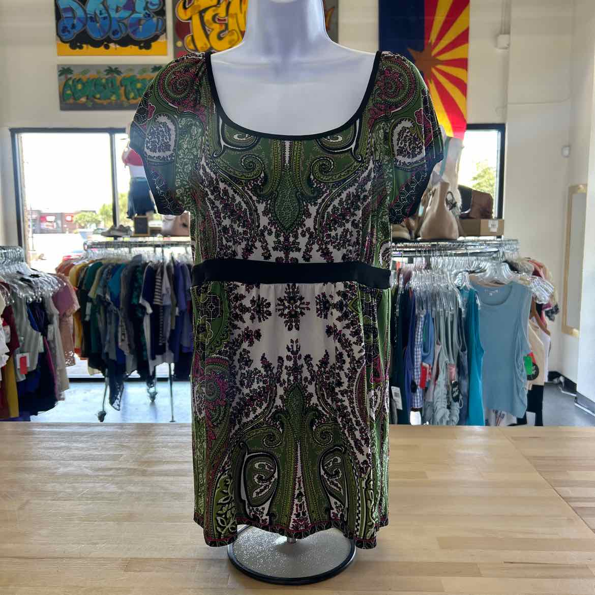 INC Size M Green Preloved Blouse SS
