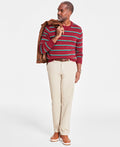 Male Club Room Men's Size L Burgundy Prep Stripe Sweater- Cherry Pie