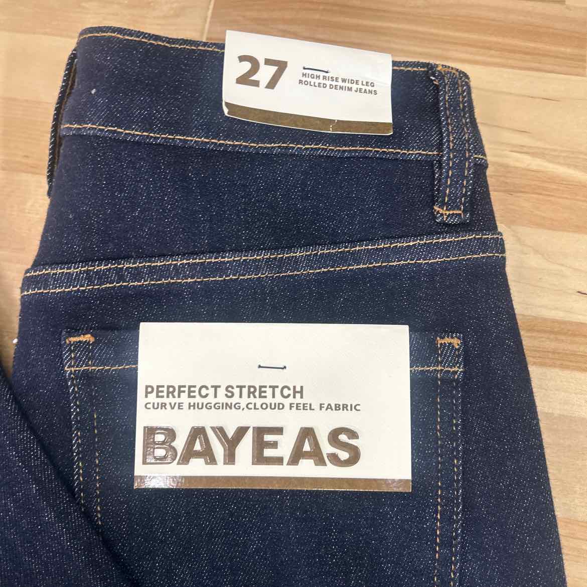 Bayeas LA Size 27 Blue Denim Stretch New Jeans