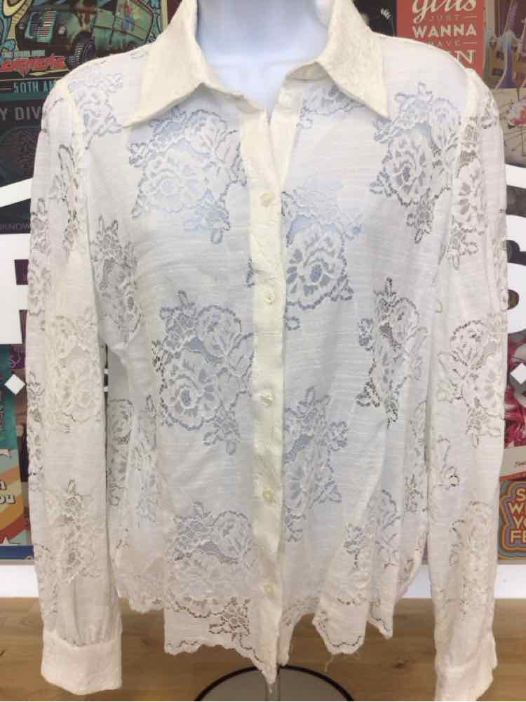 White House Black Market Size M White Preloved Longsleeve