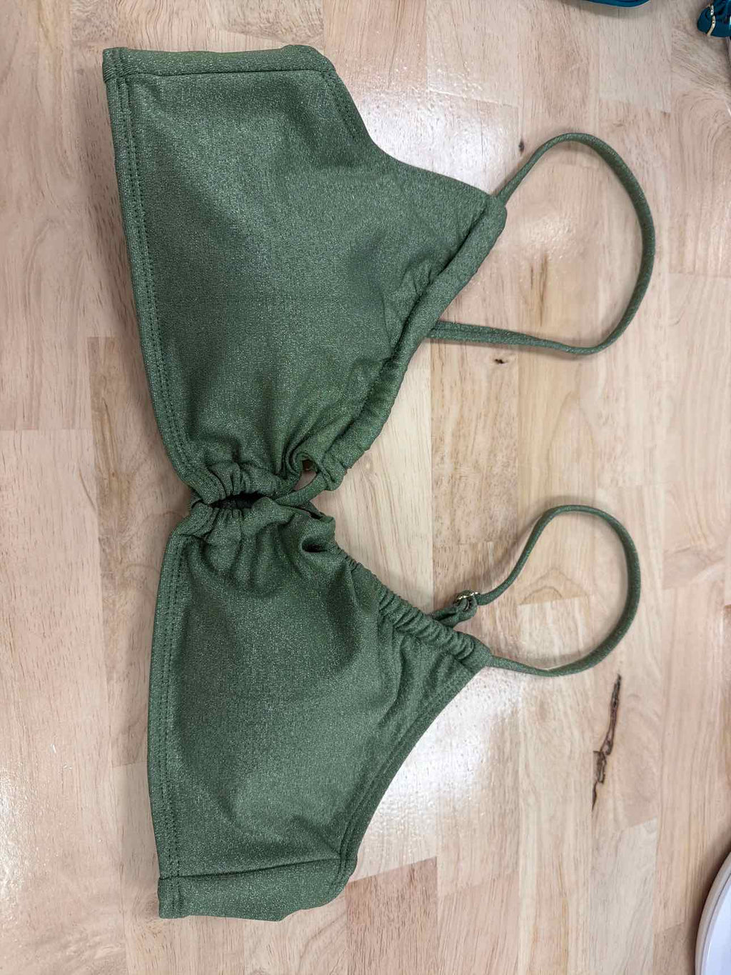 Salt + Cove Size XL Solid Lurex Twist-Front Bralette Bikini