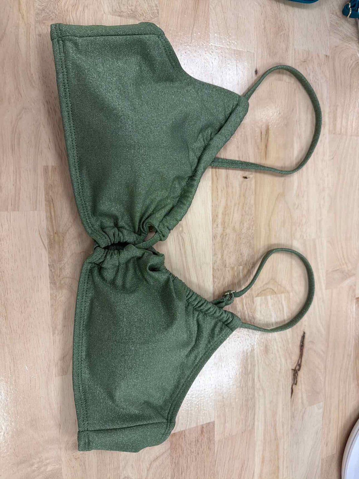 Salt + Cove Size XL Solid Lurex Twist-Front Bralette Bikini