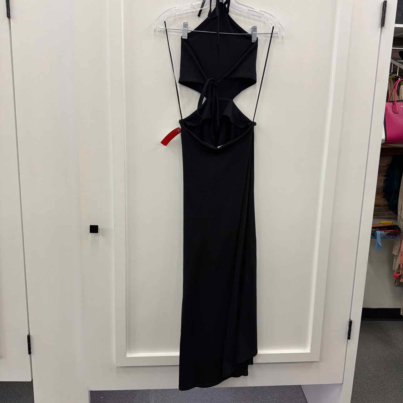 Susana Monaco Size M Black Cutout High-Low Halter MIDI Dress NWT