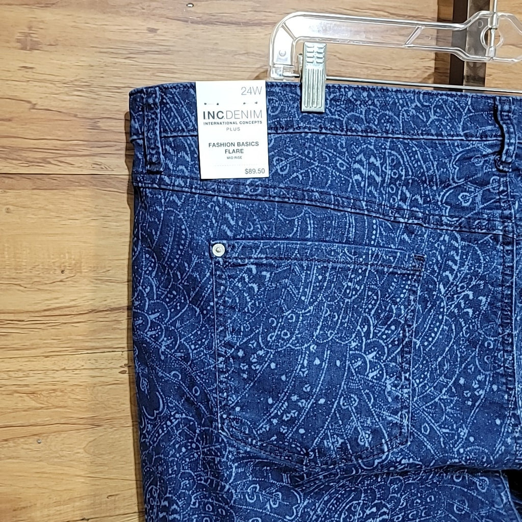 INC Size 24W Blue Cotton Jeans