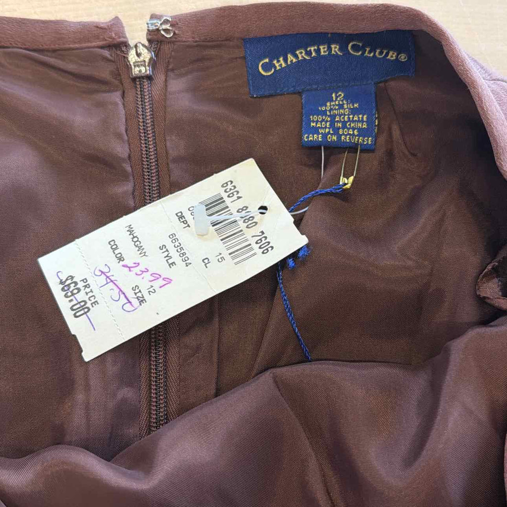 Charter Club Size 12 Brown Acetate New Skirt