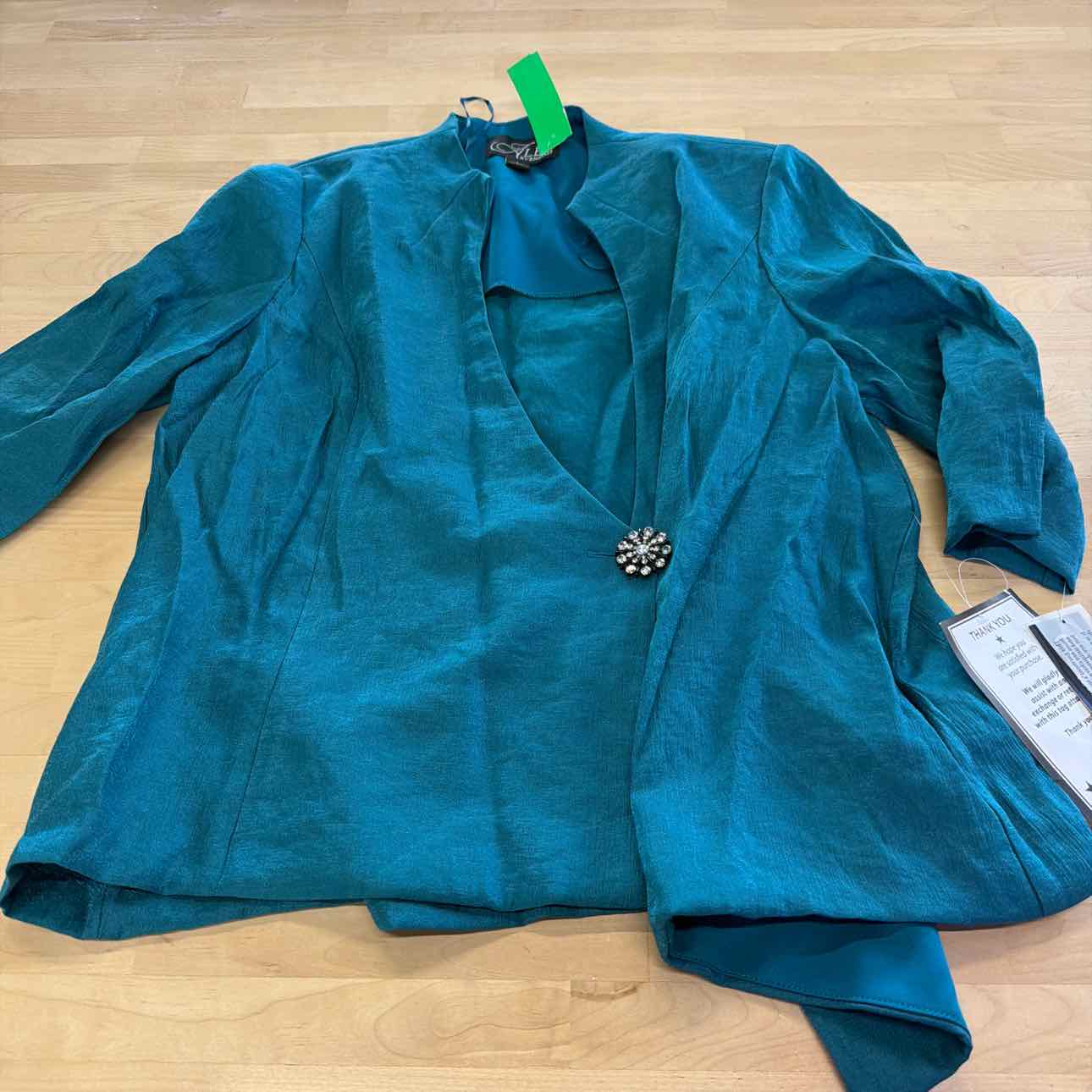 Alex Evenings Women's Asymmetrical Wrap Blouse - Teal