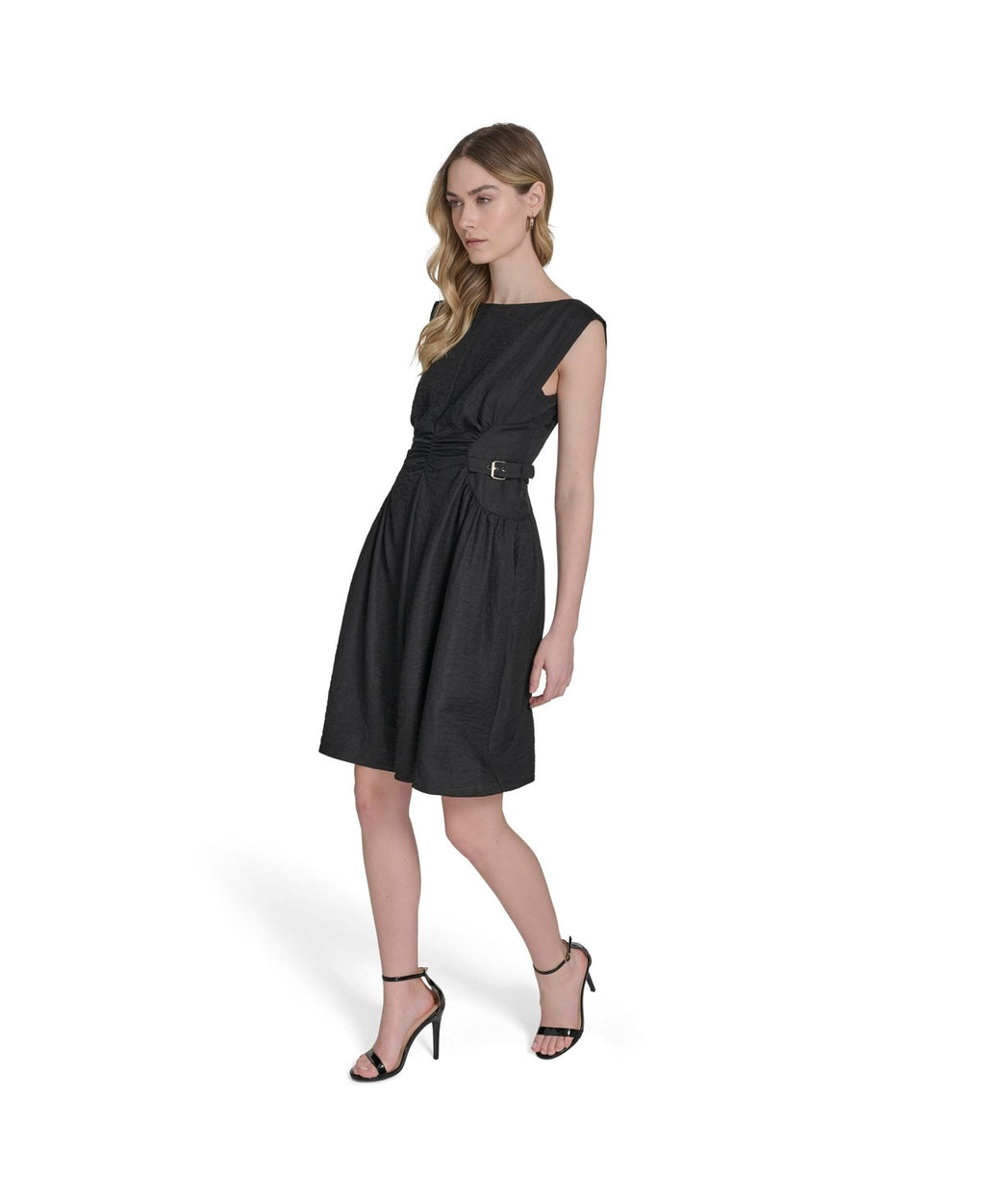 Vince Camuto Size 4 Crepe Sleeveless Fit & Flare Dress - Black