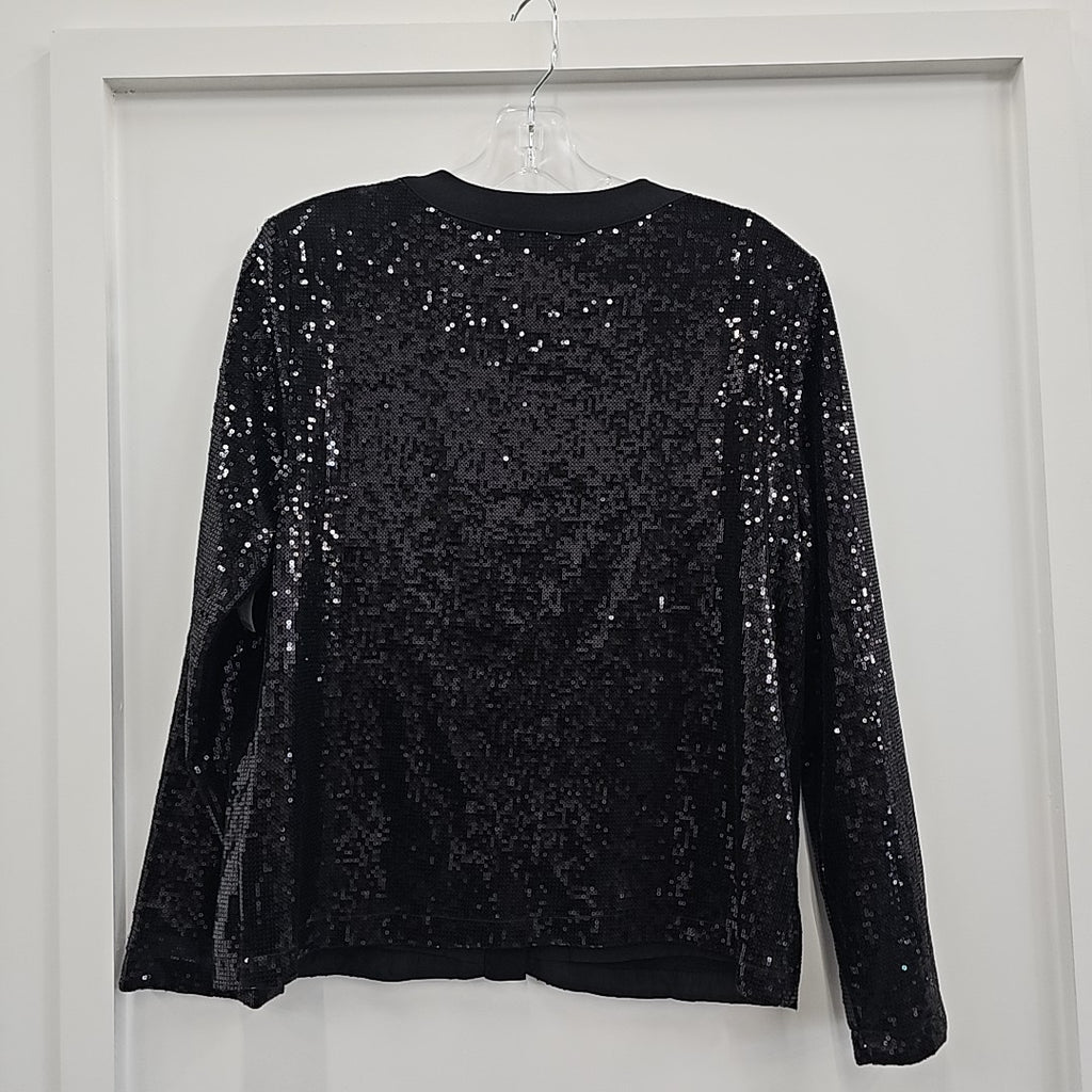 Vince Camuto Size 8 Black Sequined Jacket