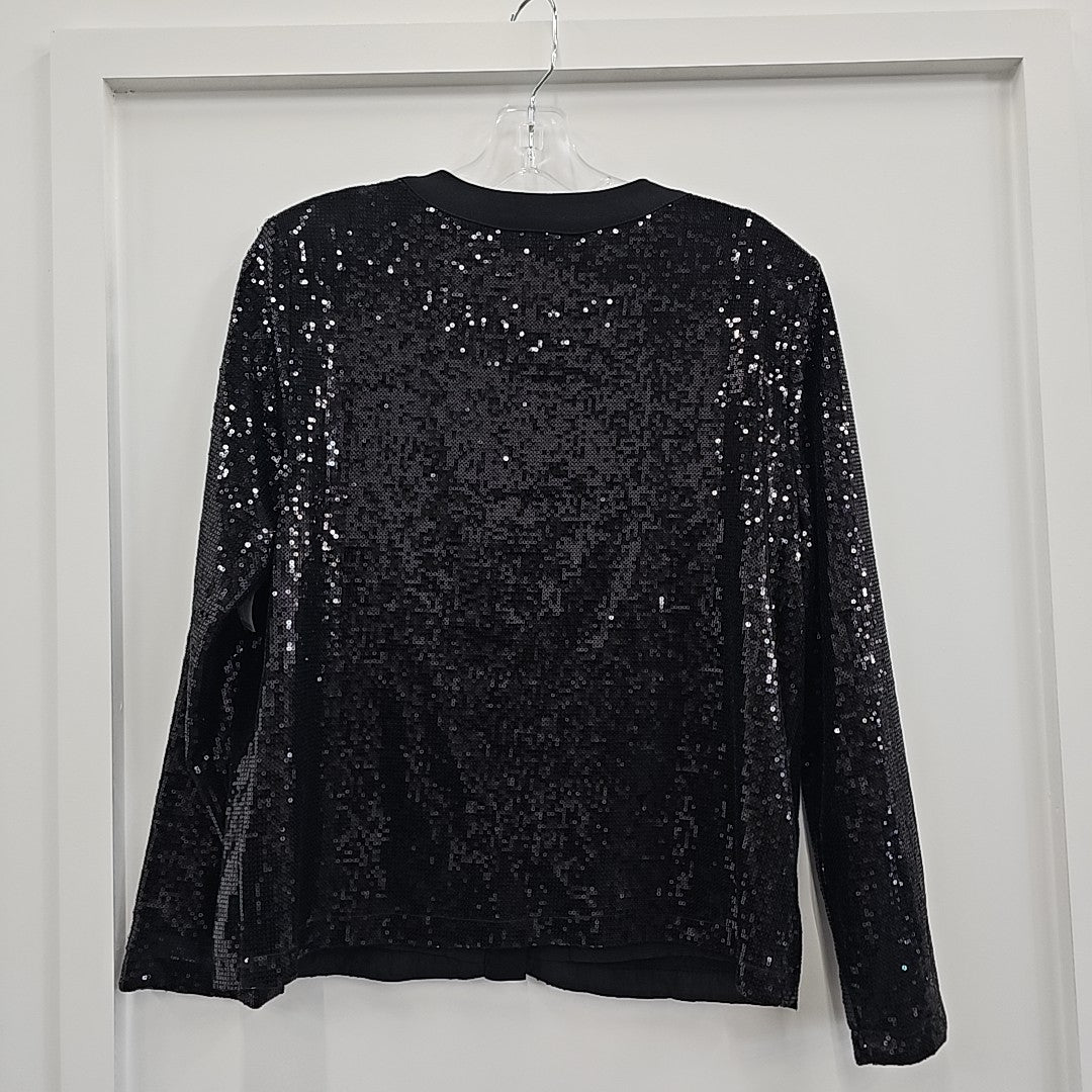 Vince Camuto Size 8 Black Sequined Jacket