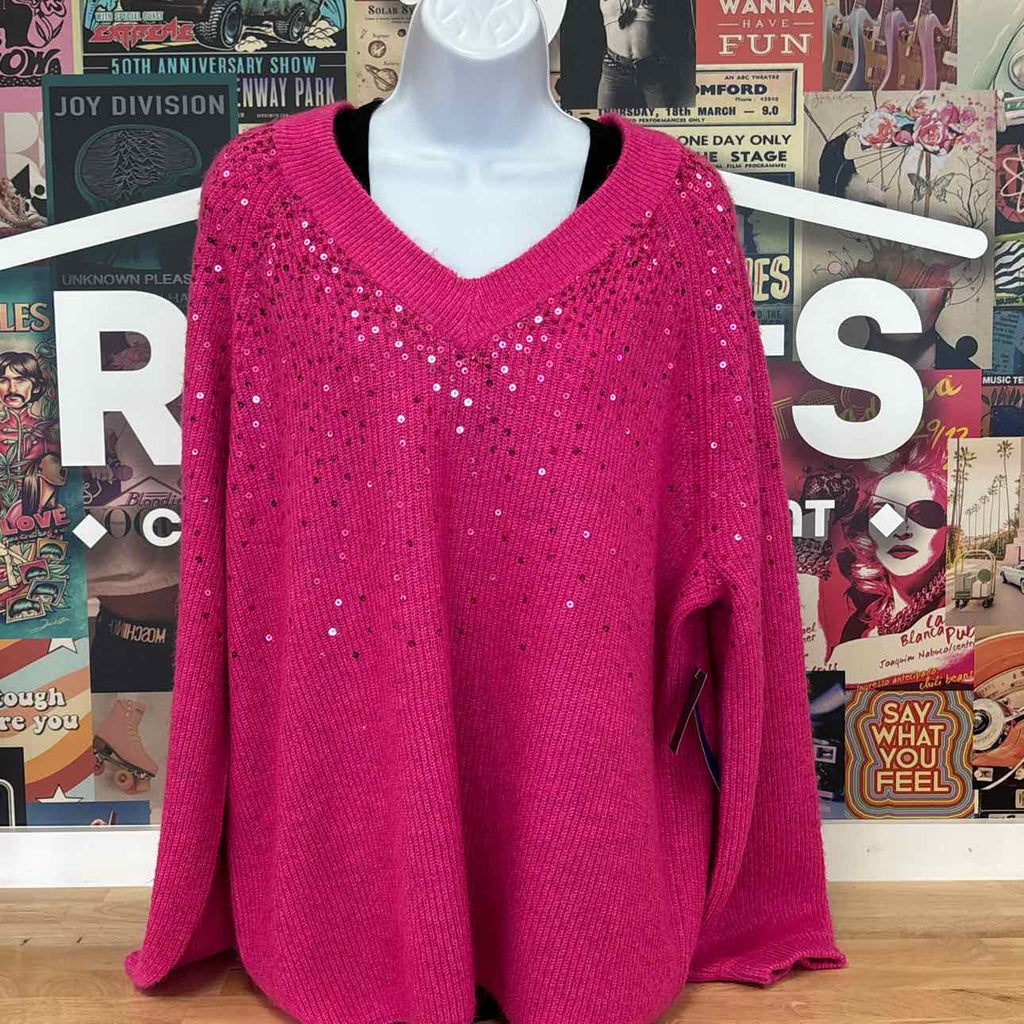 Vince Camuto Size 2X Pink Knit Sweater
