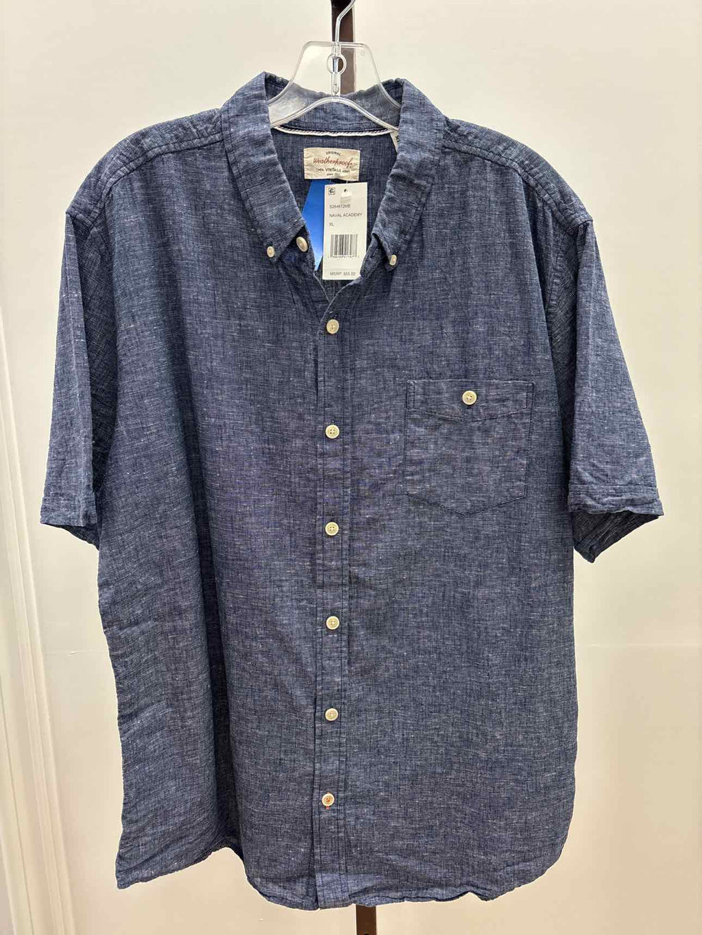 Weatherproof Size XL Men's Short Sleeve Solid Linen Cotton Shirt
