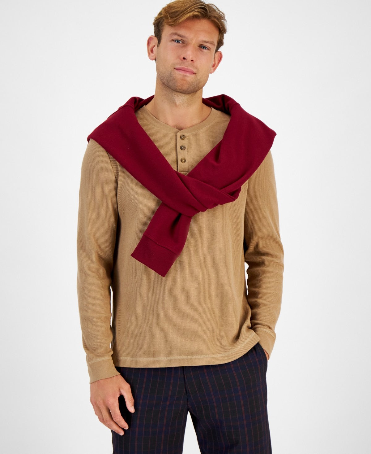 Club Room Size L Tan MENS Long Sleeve Shirt