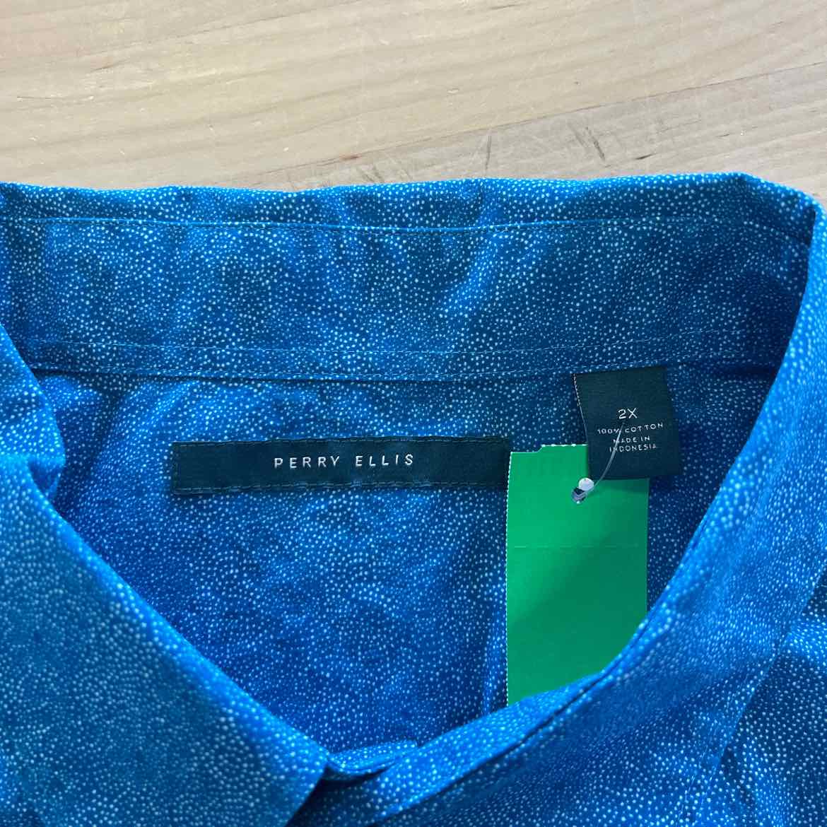 Perry Ellis Size 2X Blue Preloved Button Down SS