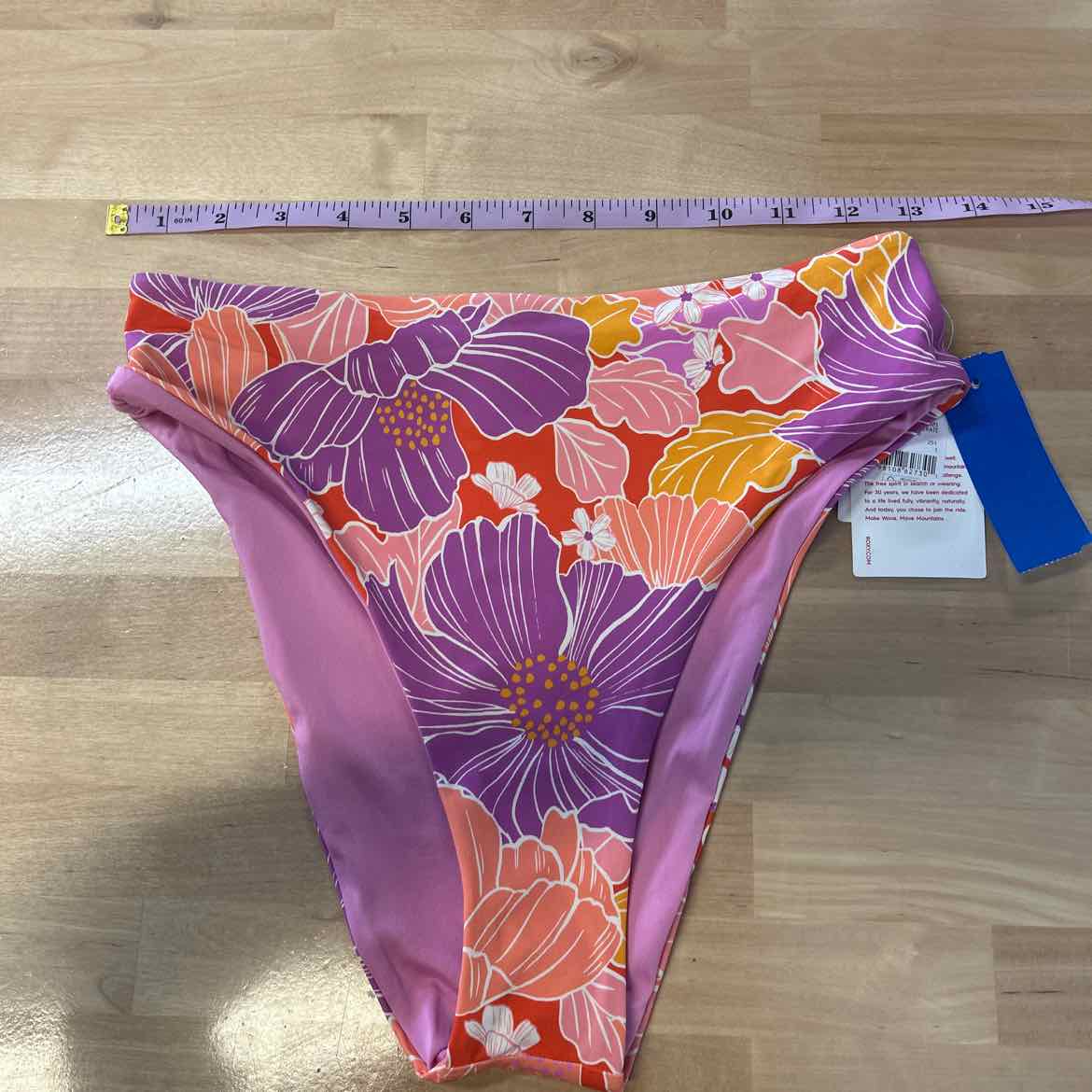 Roxy Size S Bell Bottom Blooms High Waist Bikini Bottoms