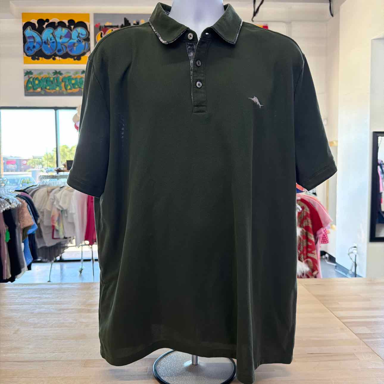 Tommy Bahama Size XXL Green Preloved MENS Polo