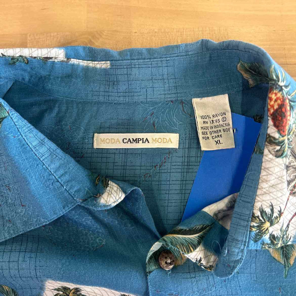 Moda Size XL Blue Preloved MENS Button Down Shirt