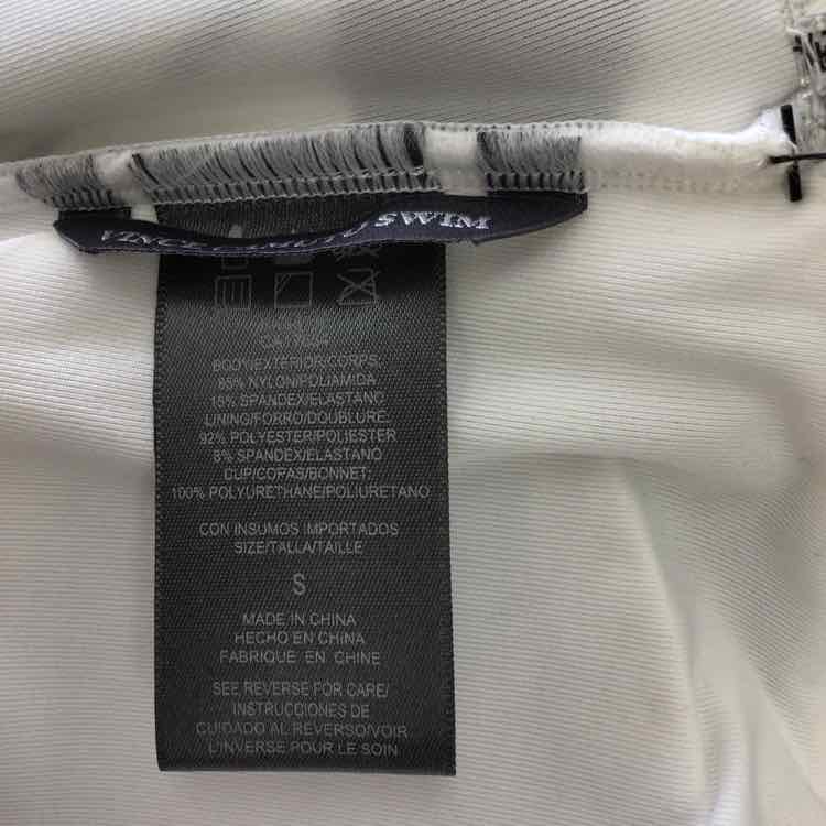 Vince Camuto Size S Printed Bandeau Bikini Top - Black/white