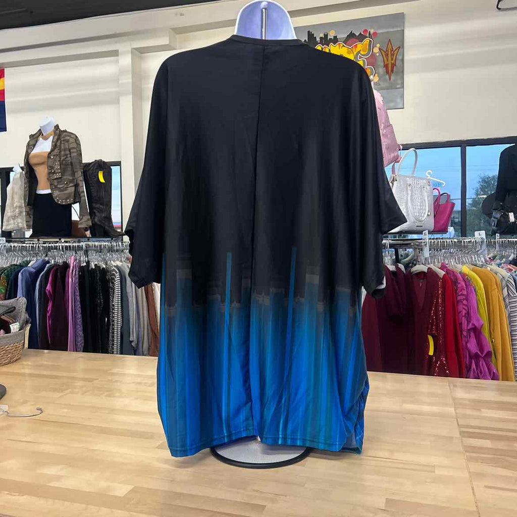 Loveudear Size 2XL Black & Aqua Blouse