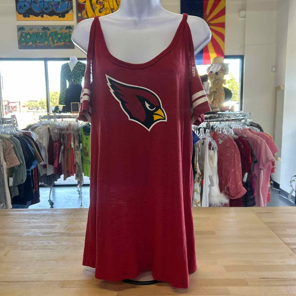 Arizona Cardinals Majestic Women's Pure Dedication Open Shoulder T-Shirt - White