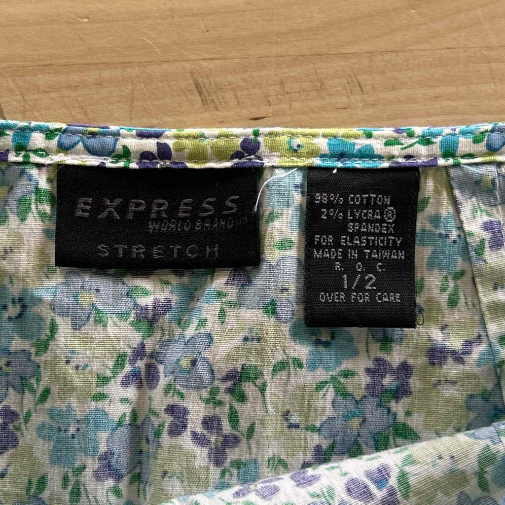Express Size 1/2 Green & blue Prints Preloved Skirt