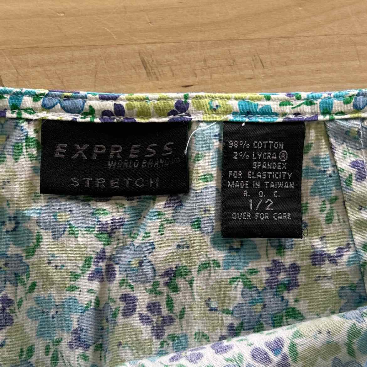 Express Size 1/2 Green & blue Prints Preloved Skirt