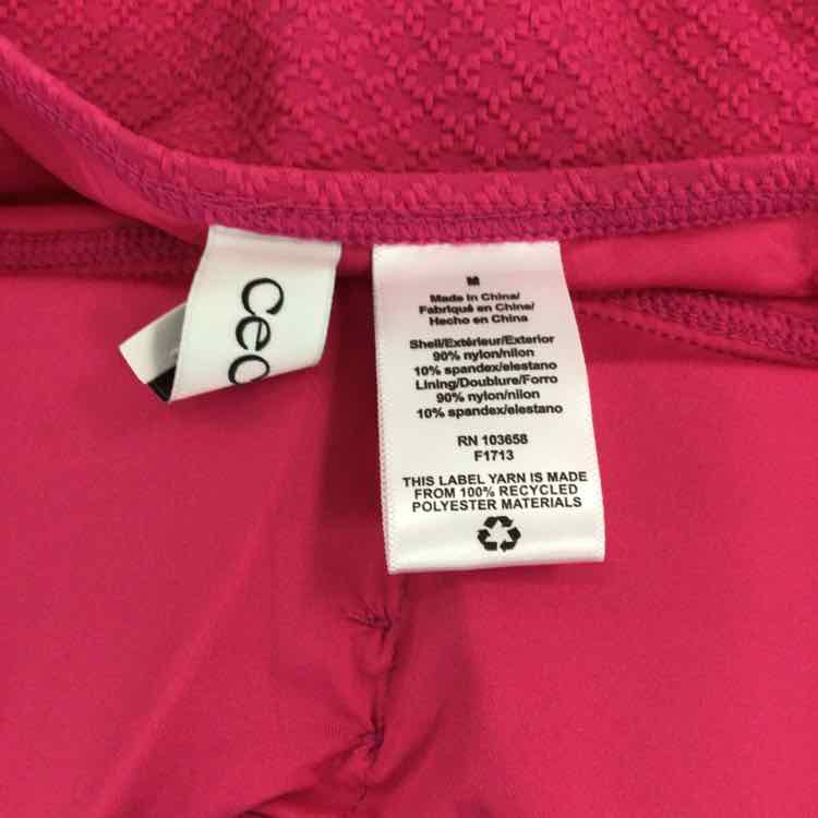 CeCe Size M  La Vie a La Mer Textured Button-Front Tankini Top - Fuchsia