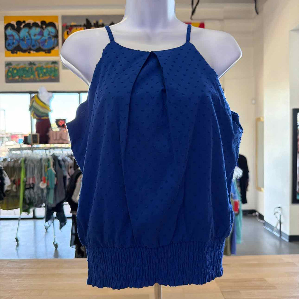 Bcx Juniors' Clip-Dot Smocked-Hem Sleeveless Top - Cobalt Blue