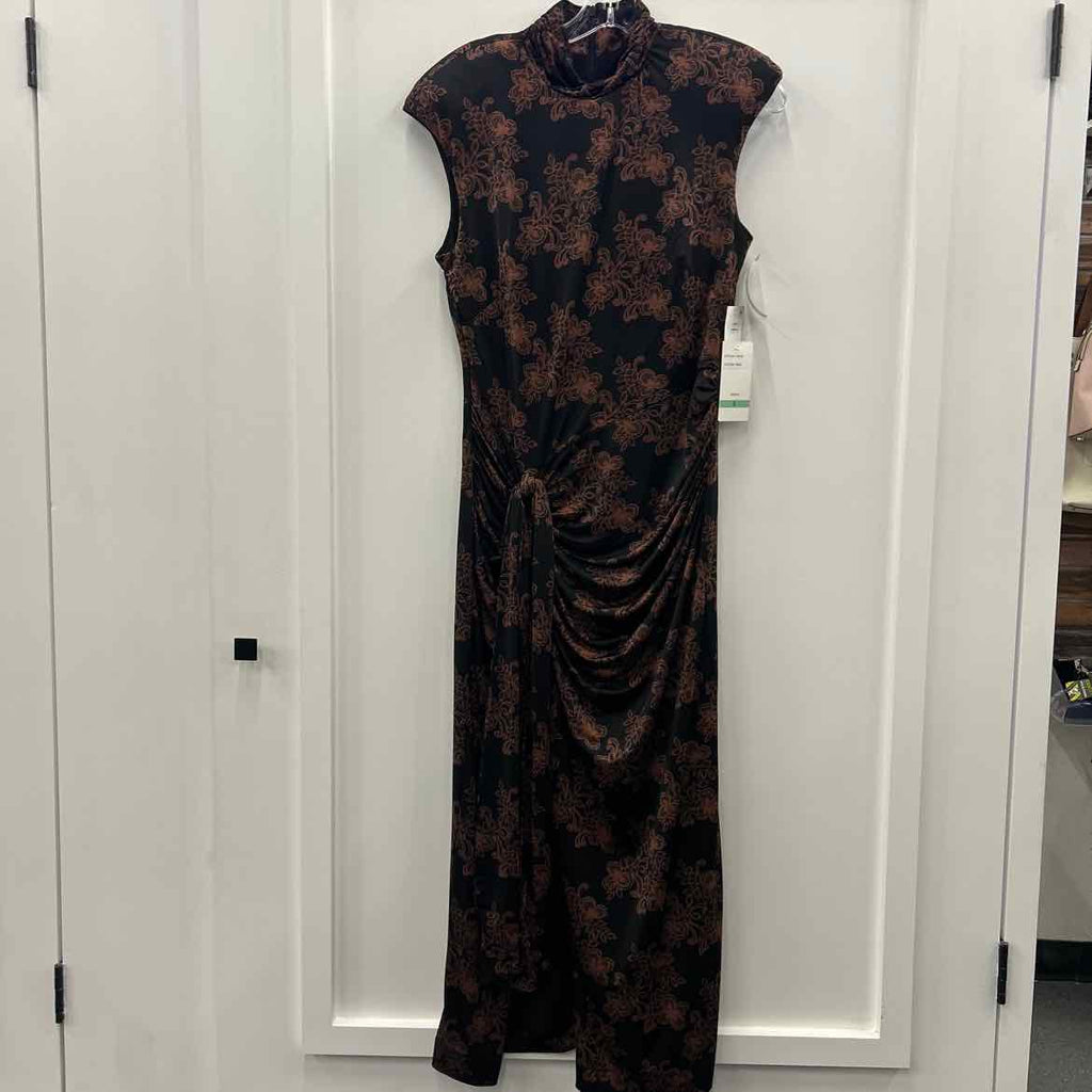 Taylor Womens Sleeveless Mock-Neck  Brownblack Dress