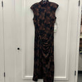 Taylor Womens Sleeveless Mock-Neck  Brownblack Dress