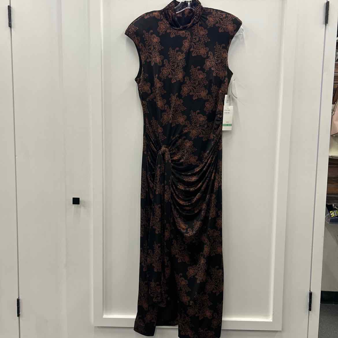 Taylor Womens Sleeveless Mock-Neck  Brownblack Dress