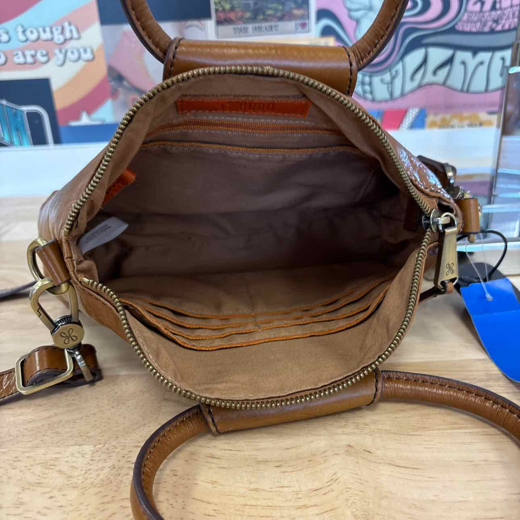 Hobo Brown Polished Leather Preloved Handbag