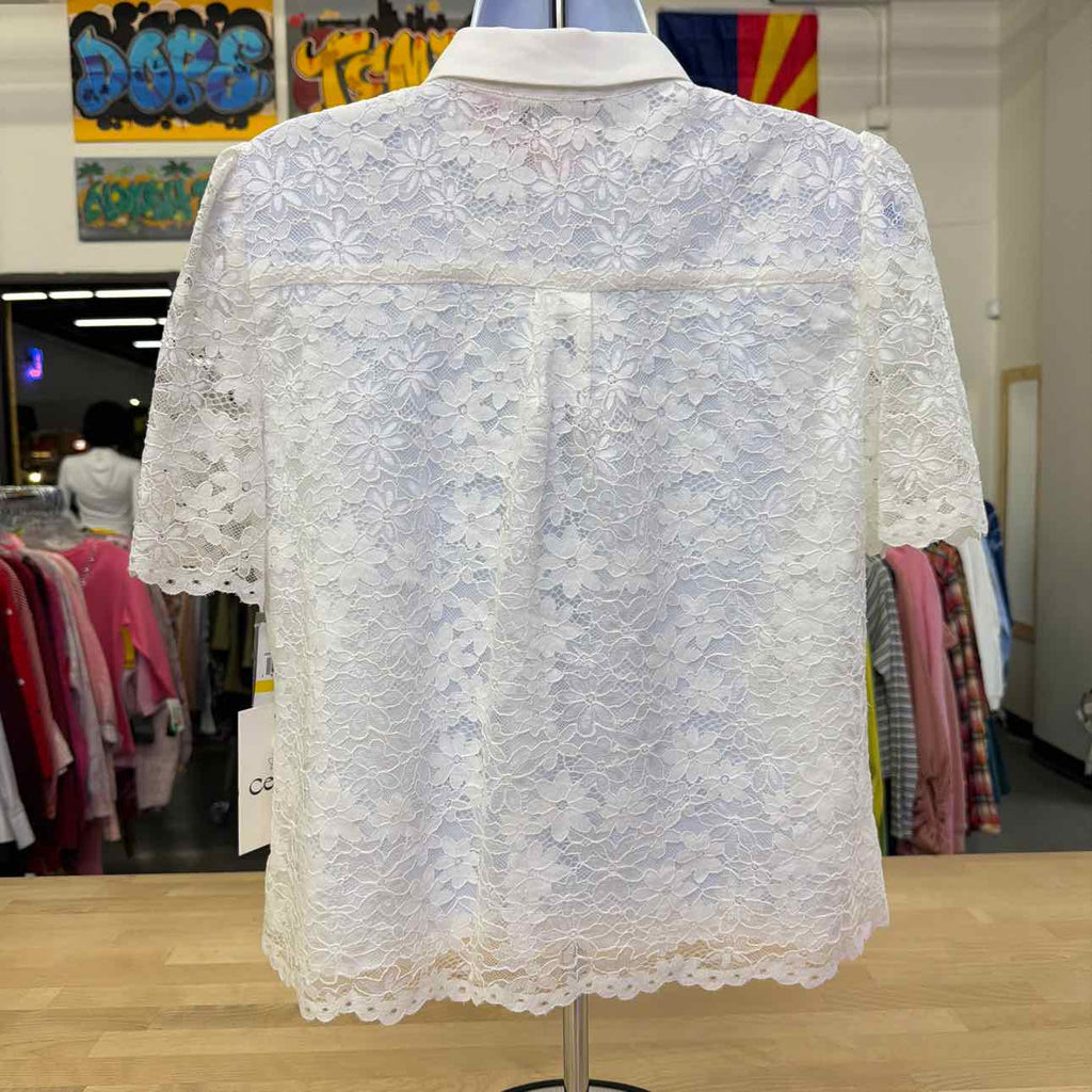 CeCe Women's Lace Short-Sleeve Shirt