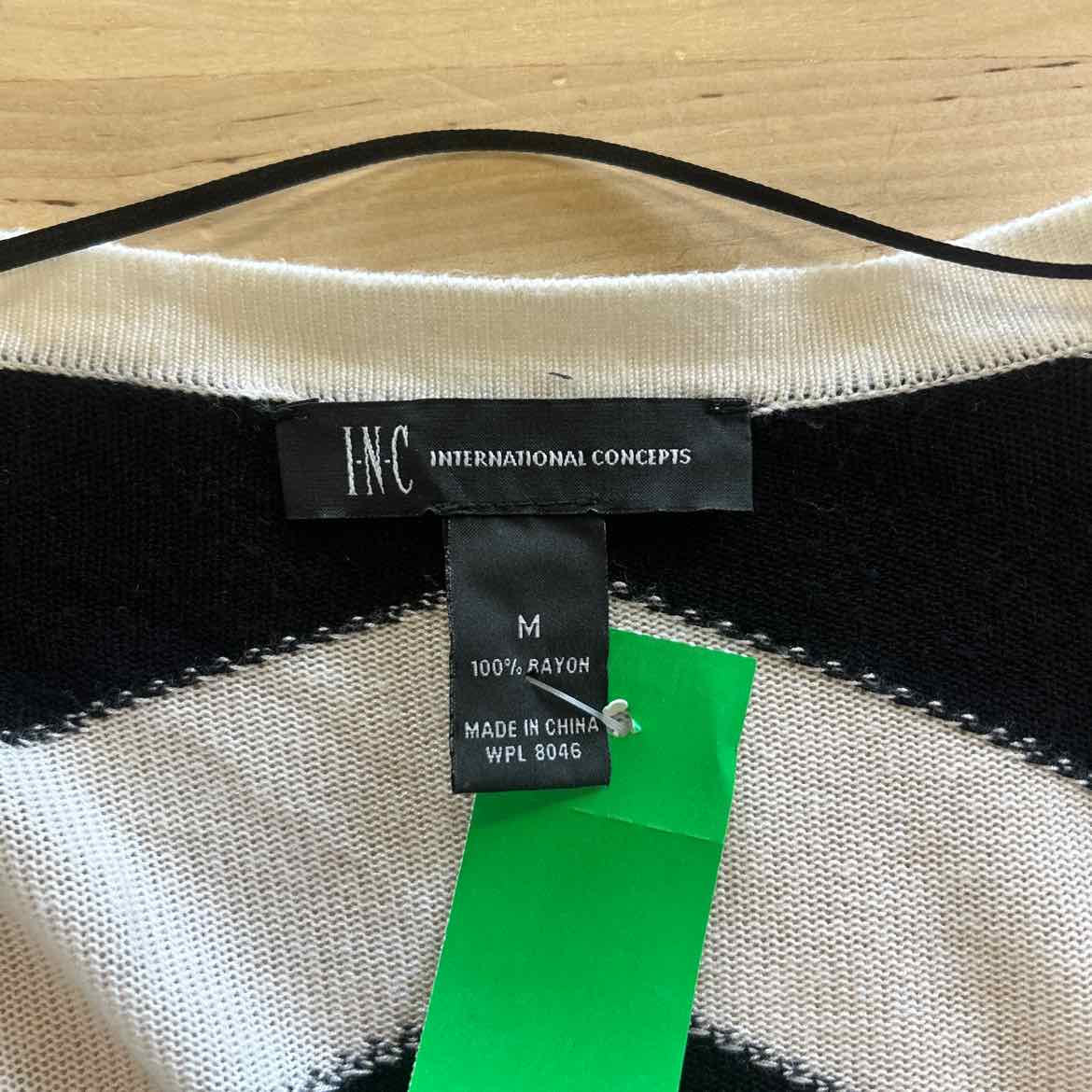 INC Size M Black/White Rayon Preloved Cardigan