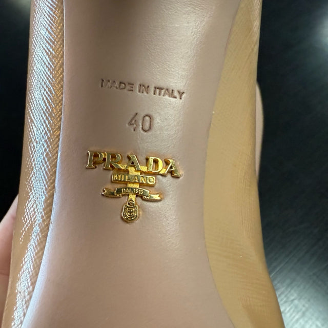 Prada Shoe Size 10 Nude Leather Heels