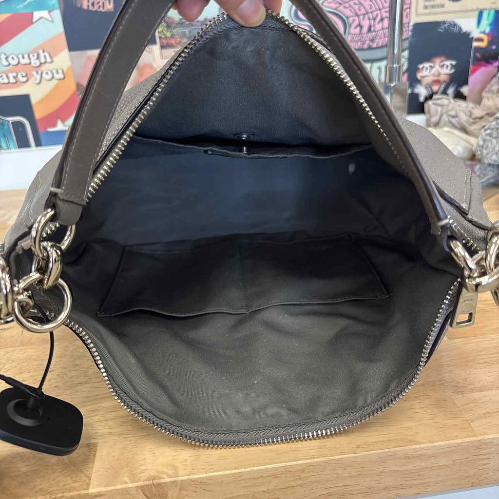 Coach Gray Pebbled Leather Preloved Handbag