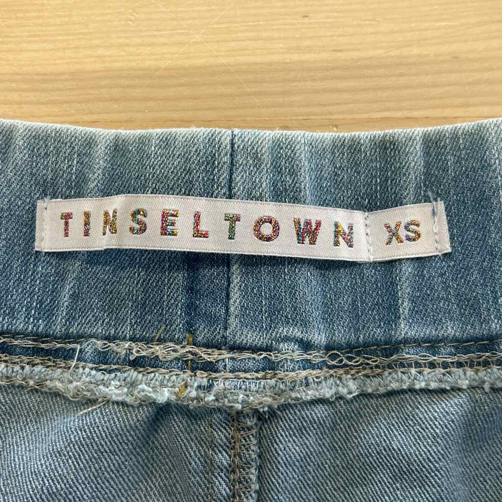 Tinseltown Juniors' High Rise Sporty Utility Jogger Pants - Light Wash - XS