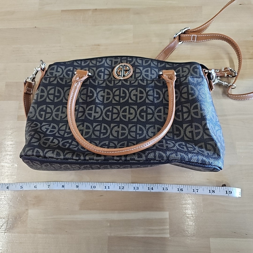 Giani Bernini Block Signature Mini Satchel - Brown Signature/Silver