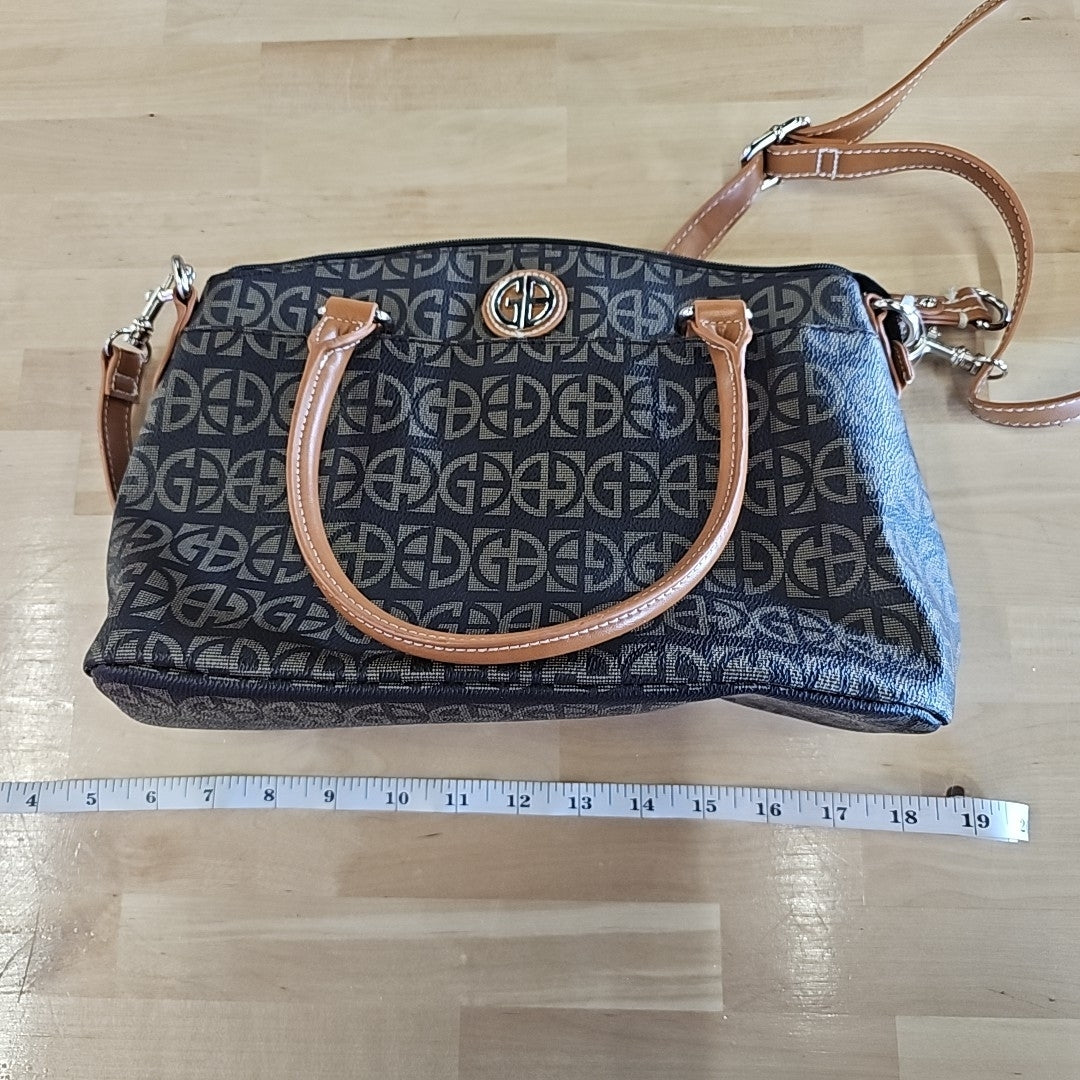 Giani Bernini Block Signature Mini Satchel - Brown Signature/Silver
