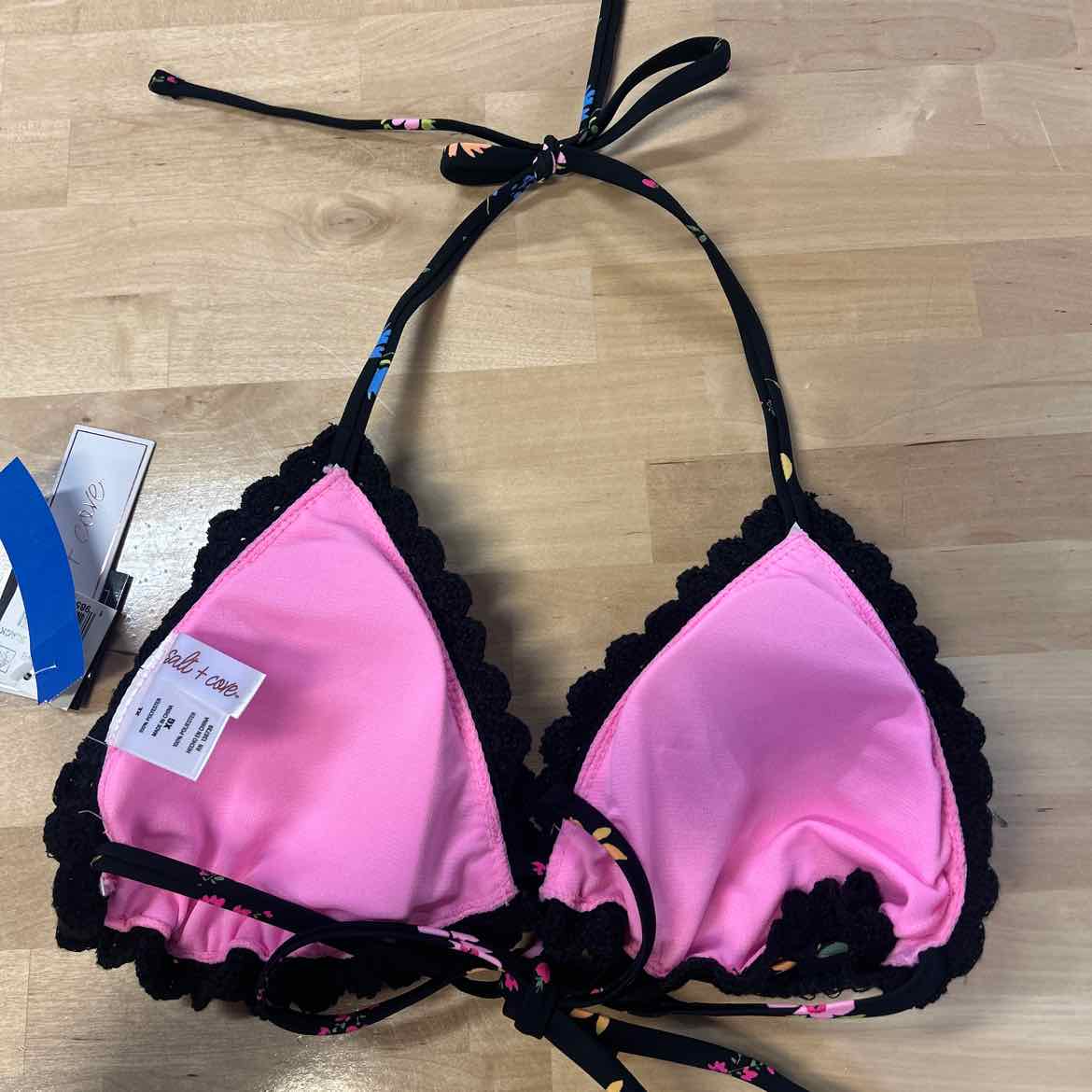 Salt + Cove Size XL Crochet Halter Triangle Bikini