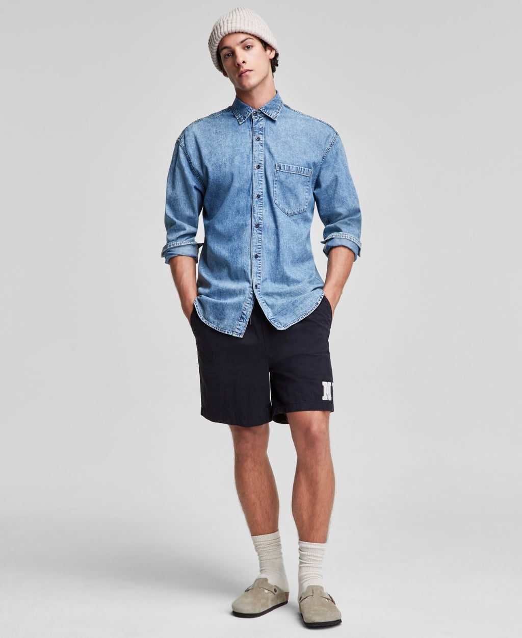 Mode of One Men's Regular-Fit Denim Shirt