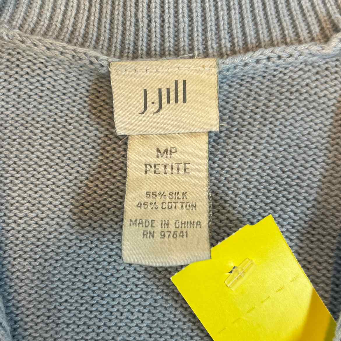 J Jill Size MP Blue Knit Silk/Cotton Preloved Sweater